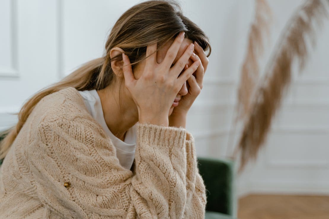 a woman in destress