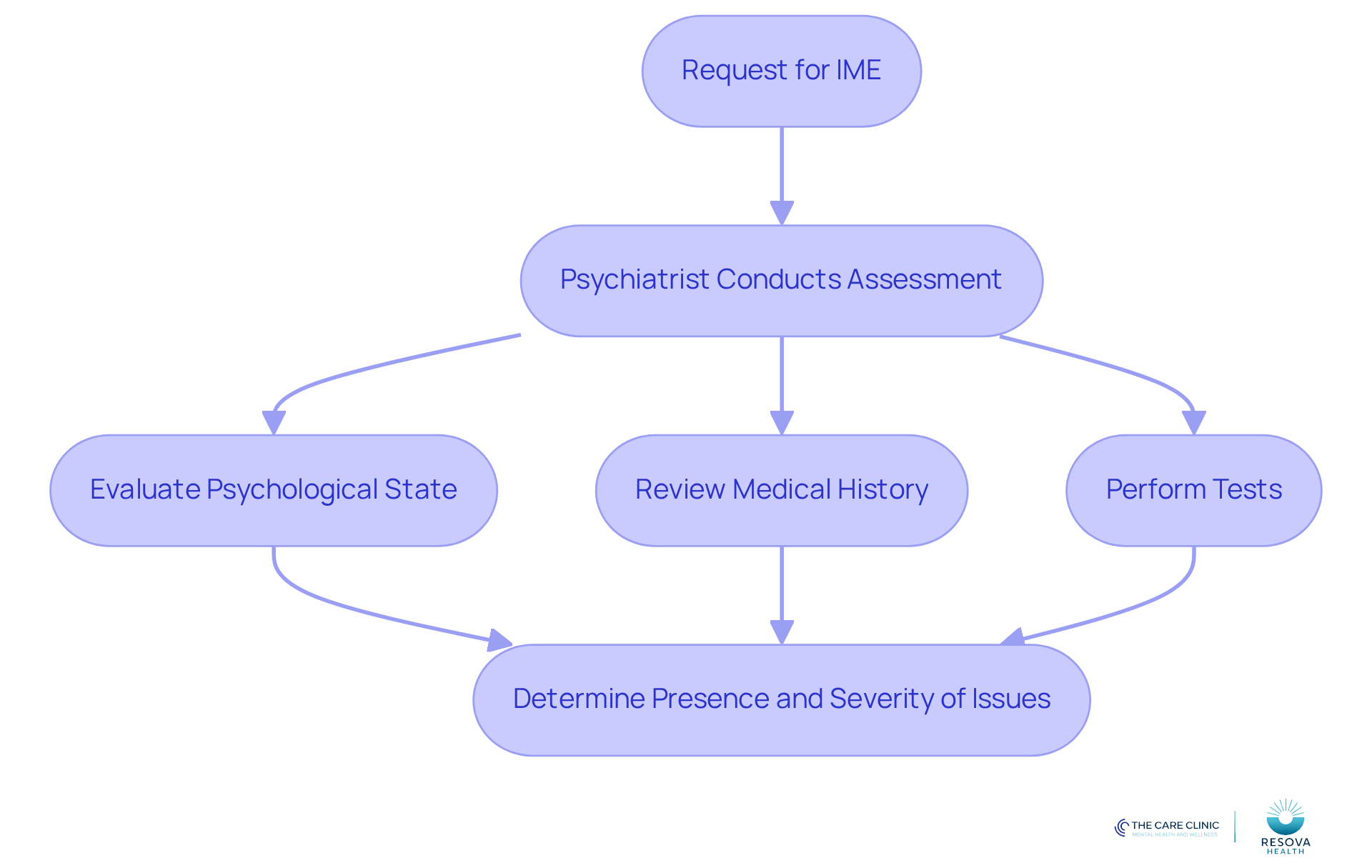 Each box represents a step in the IME process. Follow the arrows to see how the assessment unfolds from the initial request to the final evaluation.